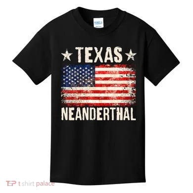 Texas Neanderthal Distressed US Flag Kids T-Shirt
