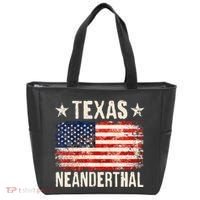 Texas Neanderthal Distressed US Flag Tote Bag thumb 0