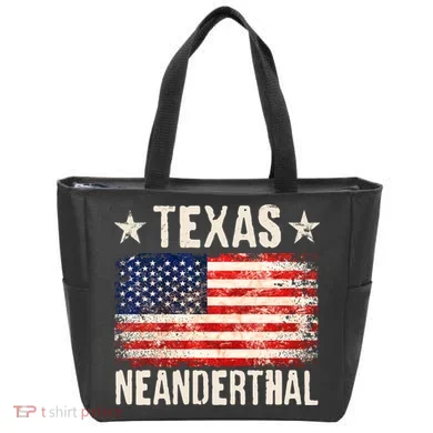 Texas Neanderthal Distressed US Flag Tote Bag