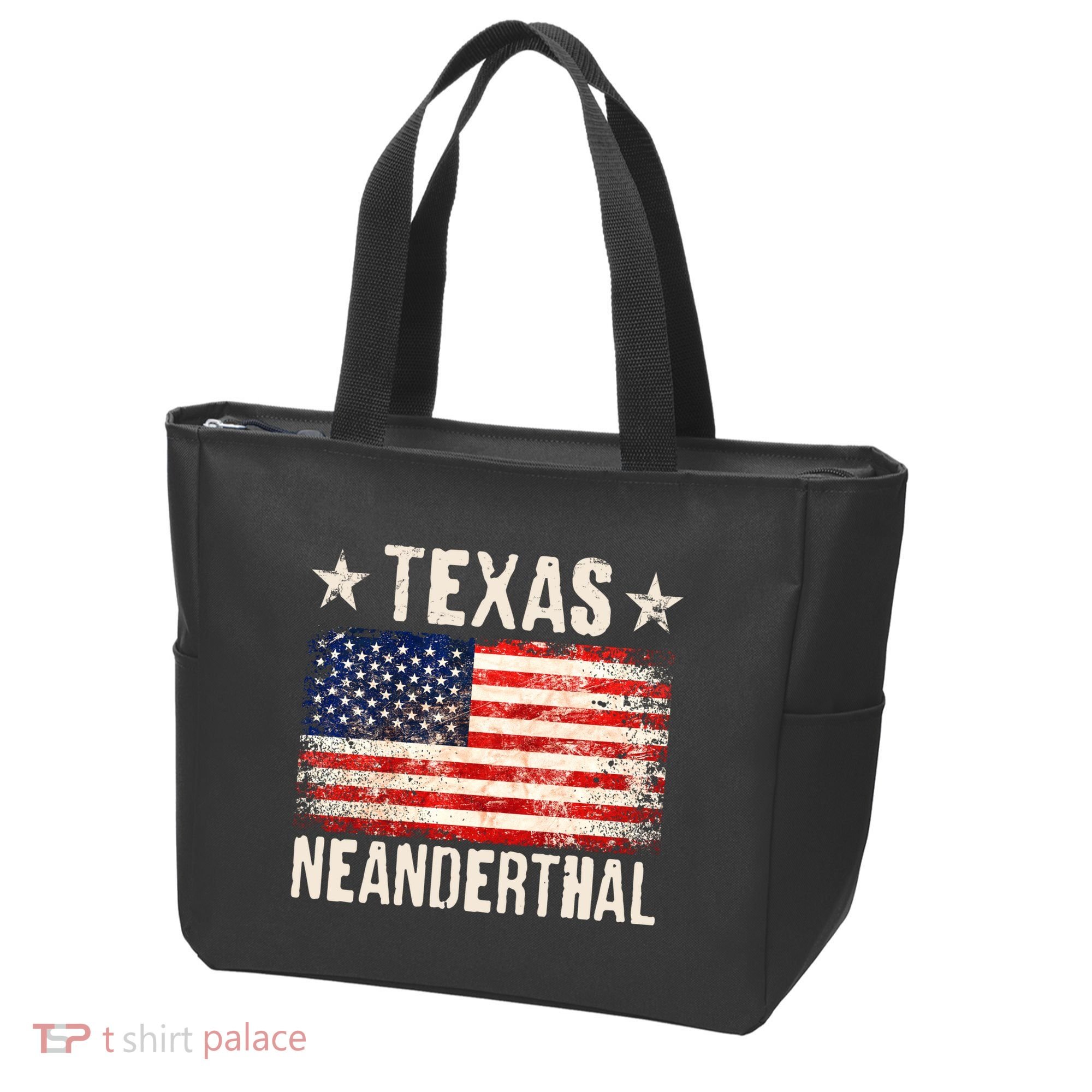 Texas Neanderthal Distressed US Flag Tote Bag