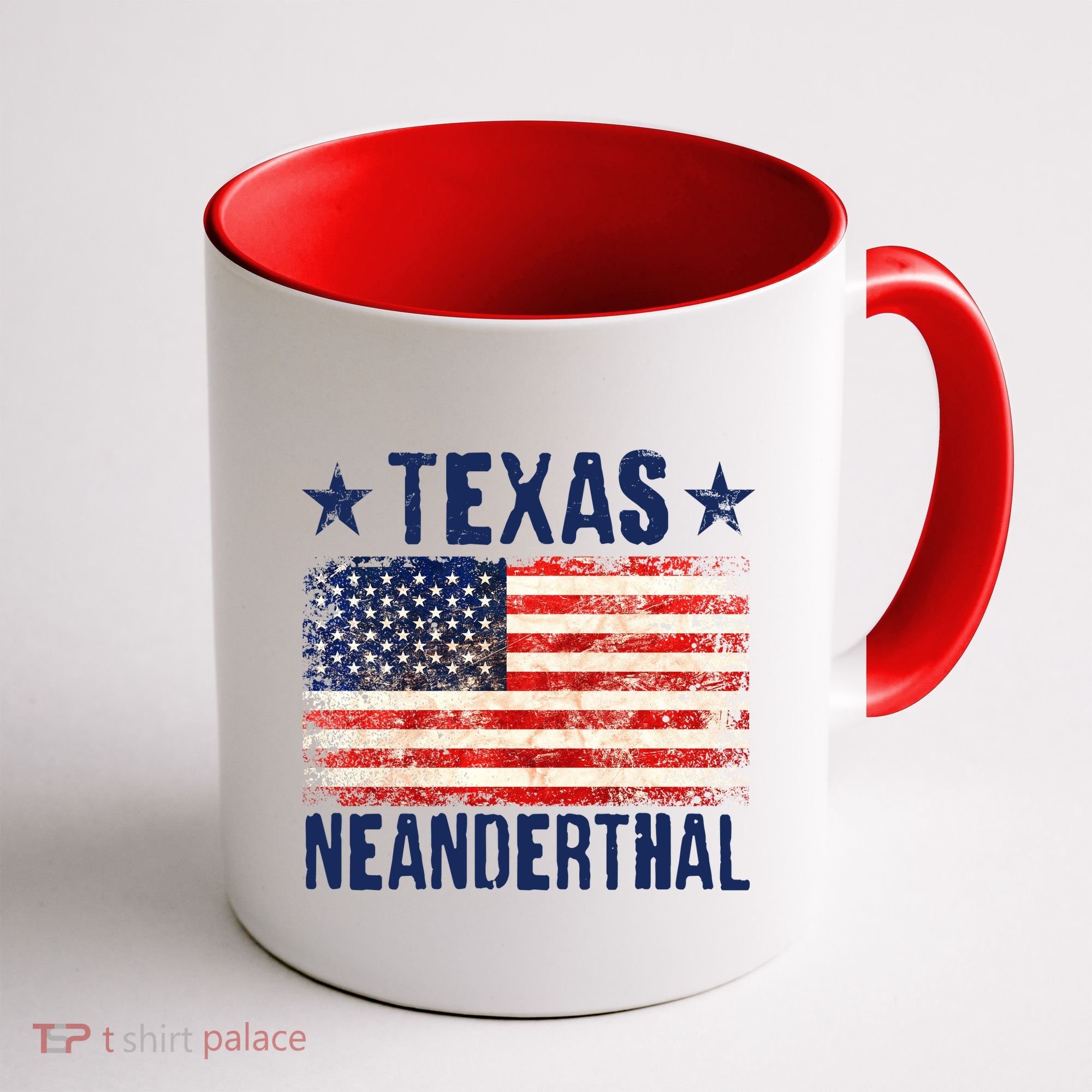 Texas Neanderthal Distressed US Flag Coffee Mug