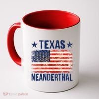 Texas Neanderthal Distressed US Flag Coffee Mug thumb 0
