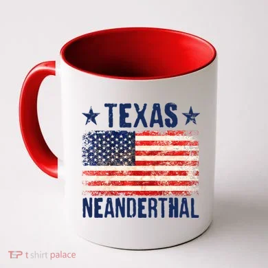 Texas Neanderthal Distressed US Flag Coffee Mug