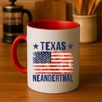 Texas Neanderthal Distressed US Flag Coffee Mug thumb 4