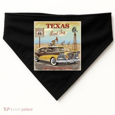 Texas Road Trip Route 66 Classic Car USA-Made Doggie Bandana