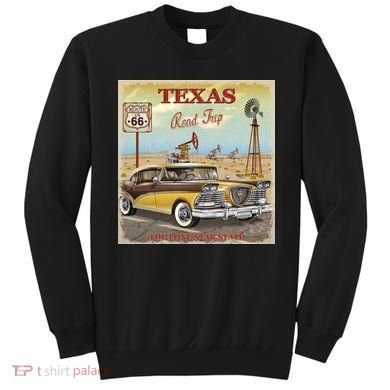 Texas Road Trip Route 66 Classic Car Sweatshirt