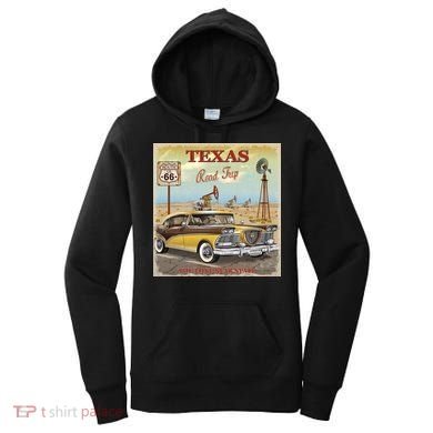 Texas Road Trip Route 66 Classic Car Women's Hoodie