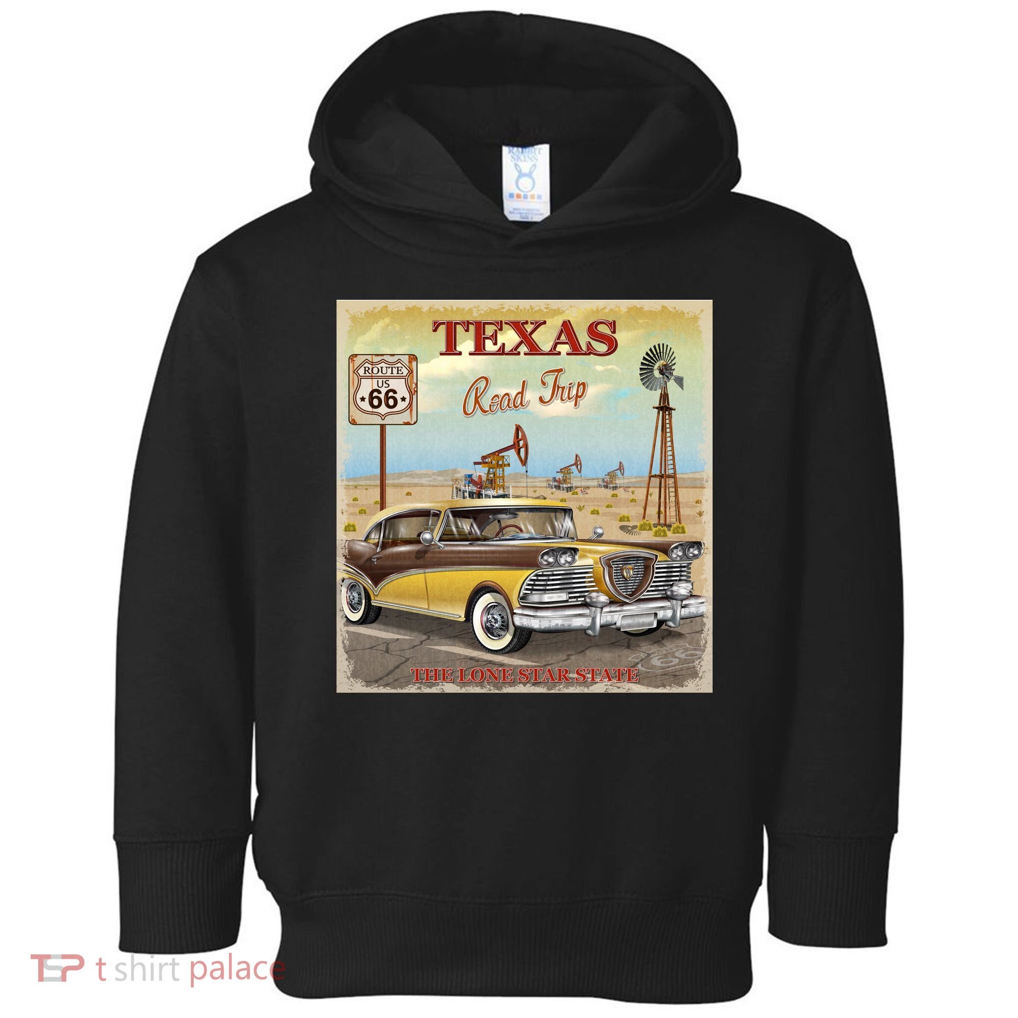 Texas Road Trip Route 66 Classic Car Toddler Hoodie