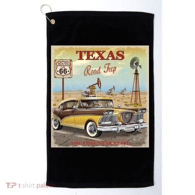 Texas Road Trip Route 66 Classic Car Golf Towel