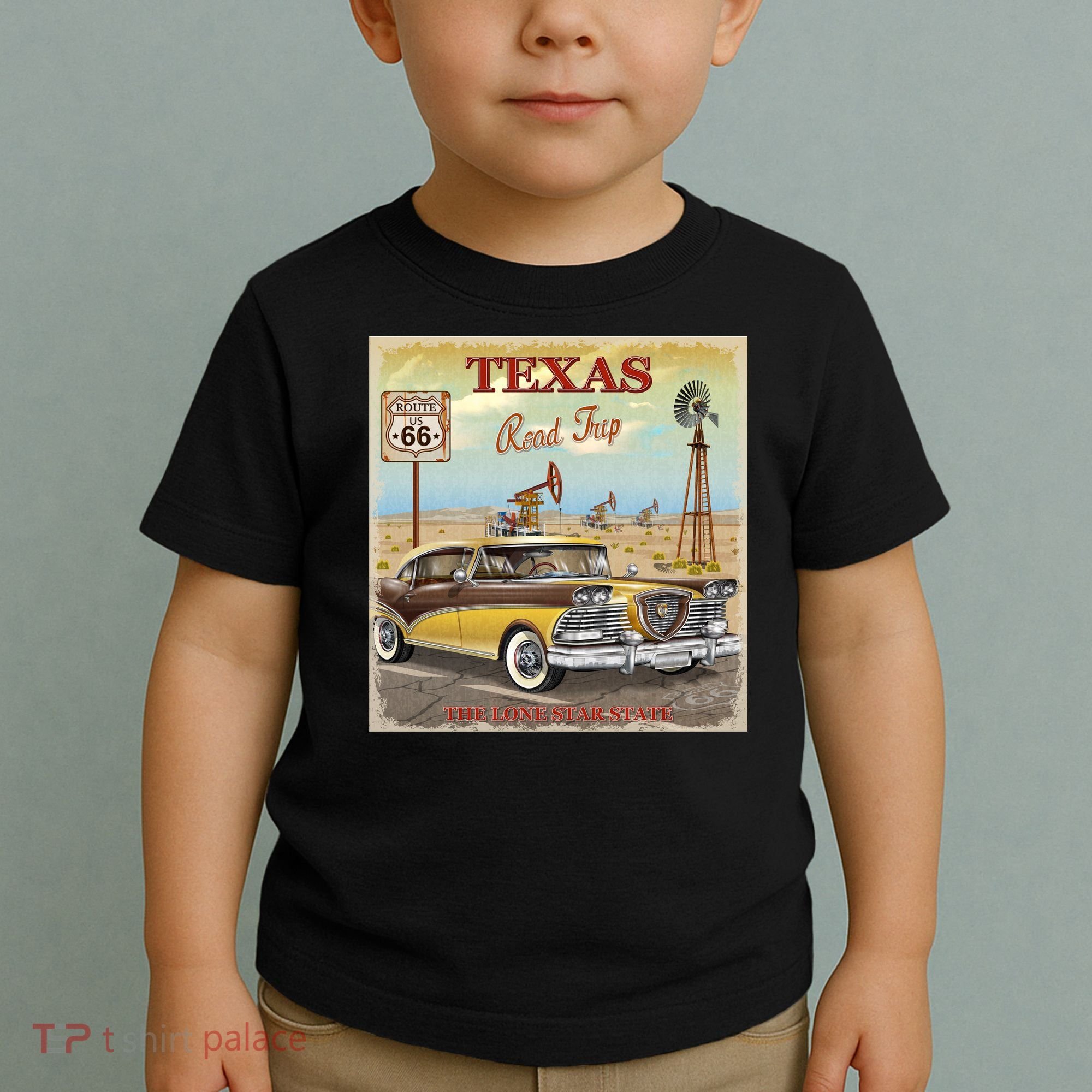 Texas Road Trip Route 66 Classic Car Toddler T-Shirt