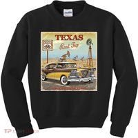 Texas Road Trip Route 66 Classic Car Kids Sweatshirt thumb 0