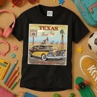 Texas Road Trip Route 66 Classic Car Kids T-Shirt thumb 3