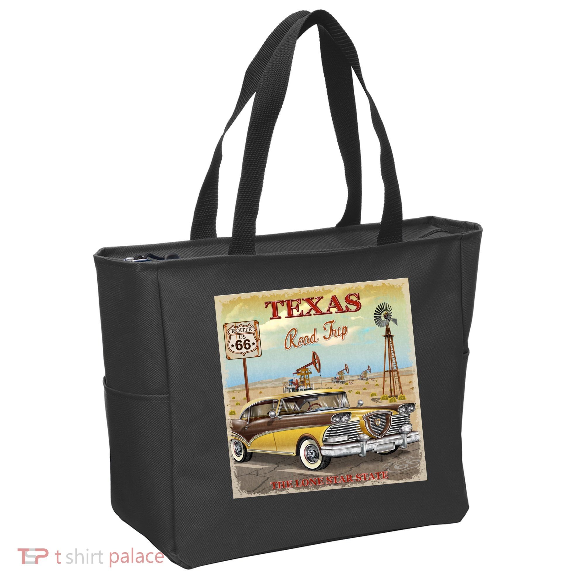 Texas Road Trip Route 66 Classic Car Tote Bag