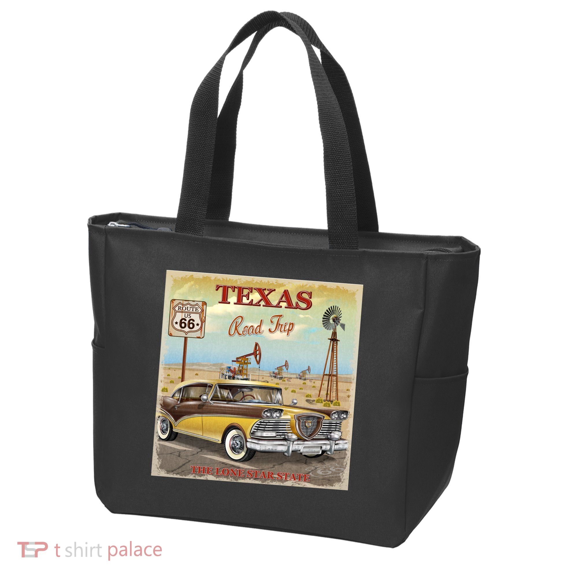 Texas Road Trip Route 66 Classic Car Tote Bag