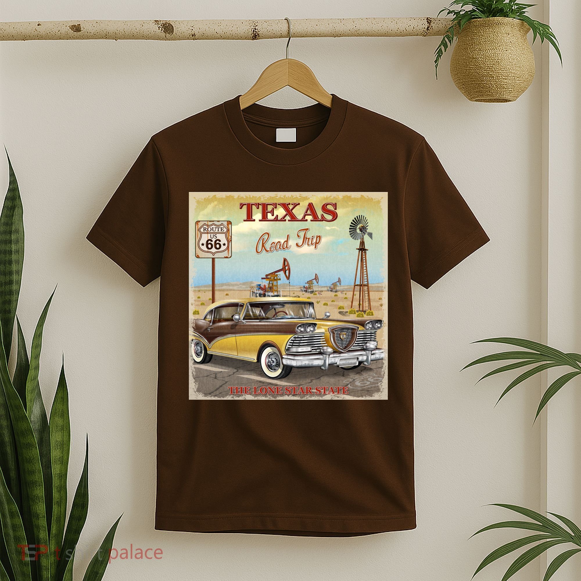Texas Road Trip Route 66 Classic Car T-Shirt