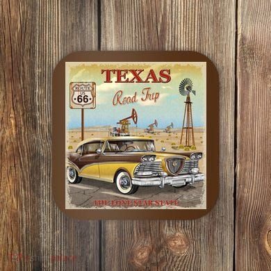 Texas Road Trip Route 66 Classic Car Coaster