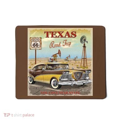 Texas Road Trip Route 66 Classic Car Mousepad