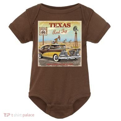 Texas Road Trip Route 66 Classic Car Baby Bodysuit