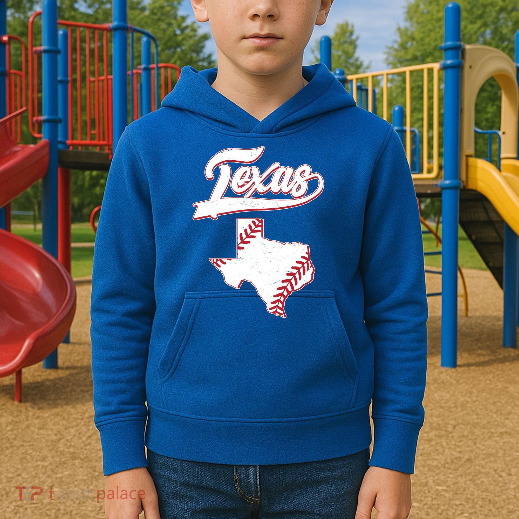 Texas State Baseball Fan Kids Hoodie