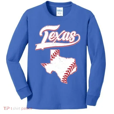 Texas State Baseball Fan Kids Long Sleeve Shirt