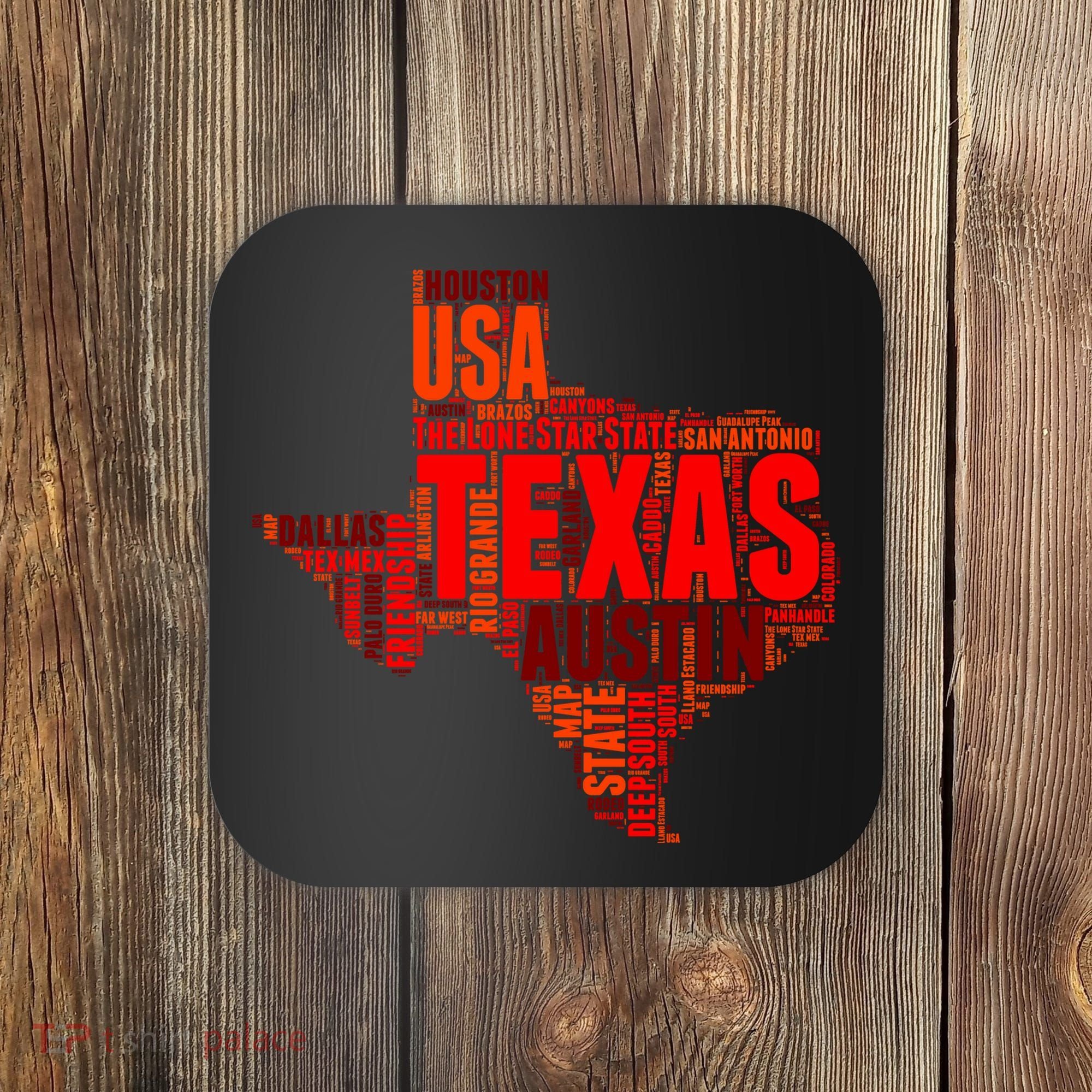 Texas State Word Map Coaster