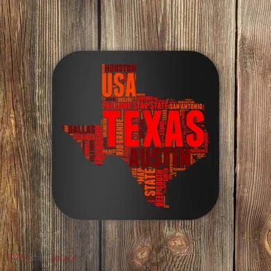 Texas State Word Map Coaster