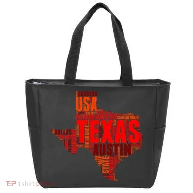 Texas State Word Map Tote Bag