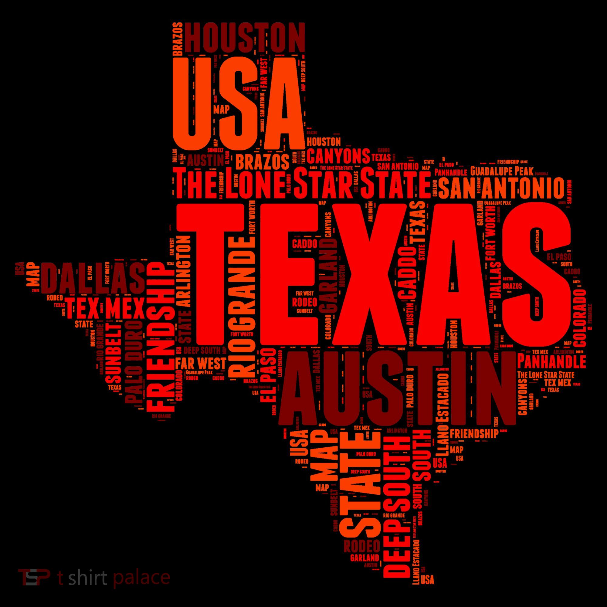 Texas State Word Map Tote Bag