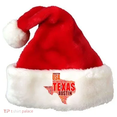 Texas State Word Map Santa Hat