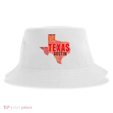Texas State Word Map Sustainable Bucket Hat