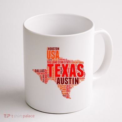 Texas State Word Map Coffee Mug back