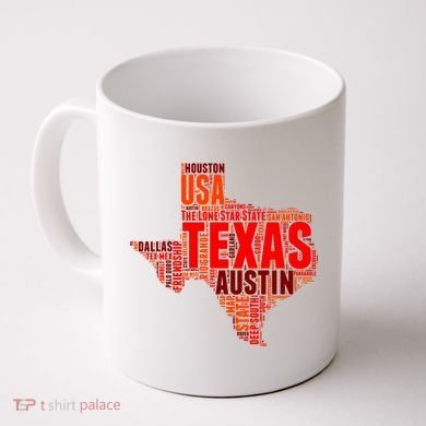 Texas State Word Map Coffee Mug