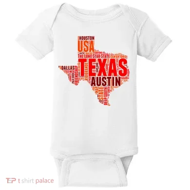 Texas State Word Map Baby Bodysuit