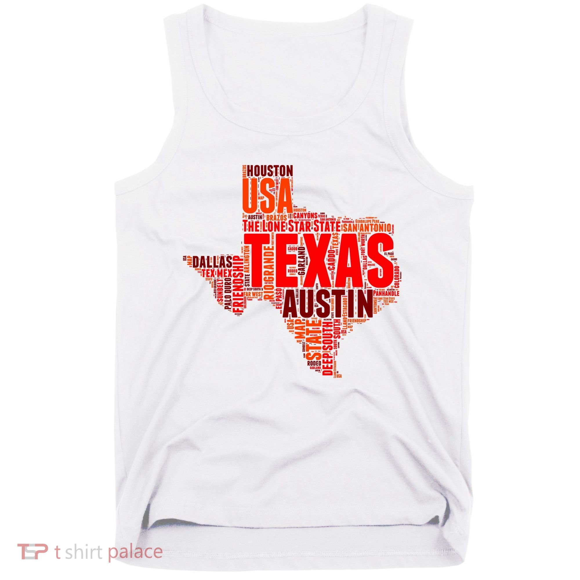 Texas State Word Map Tank Top