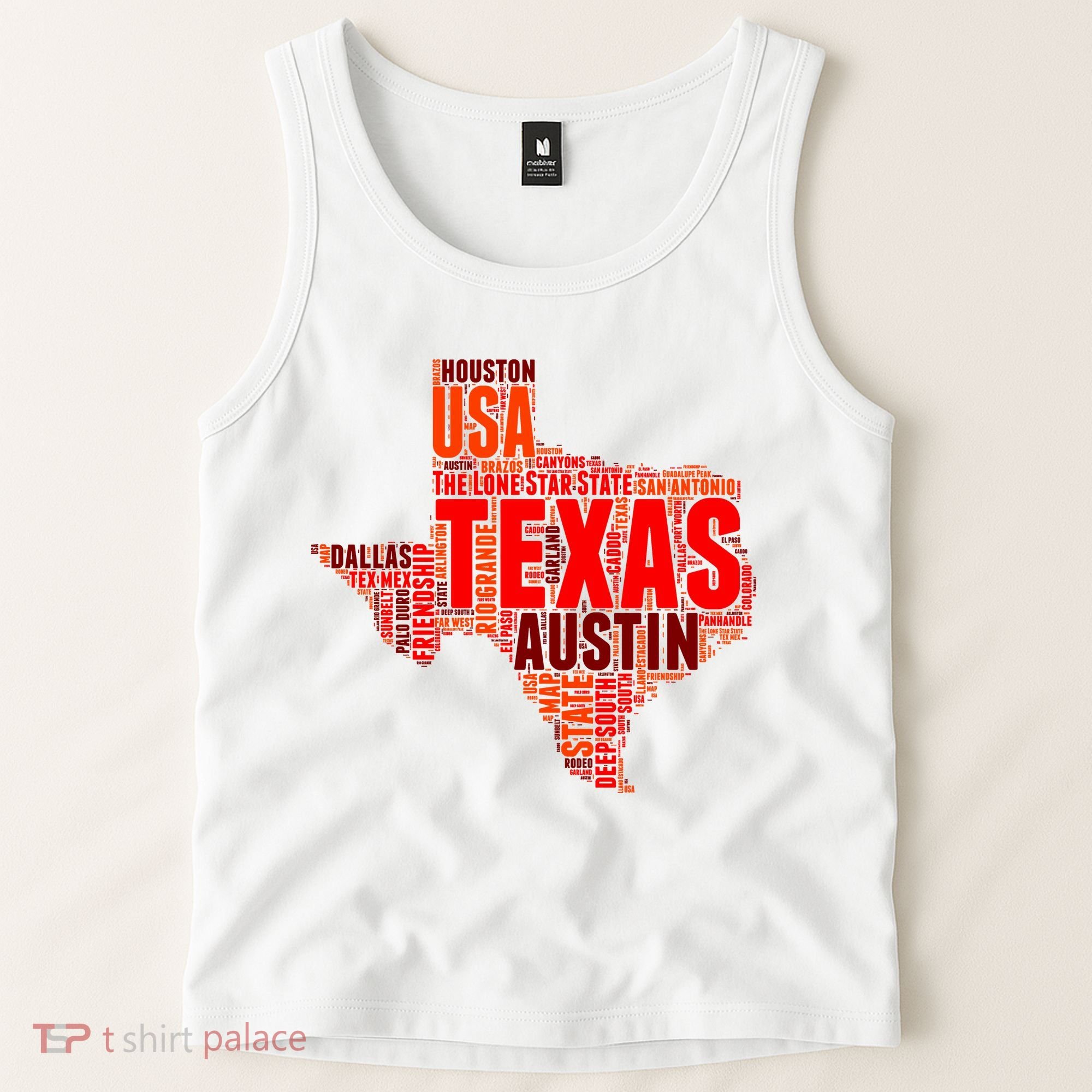 Texas State Word Map Tank Top