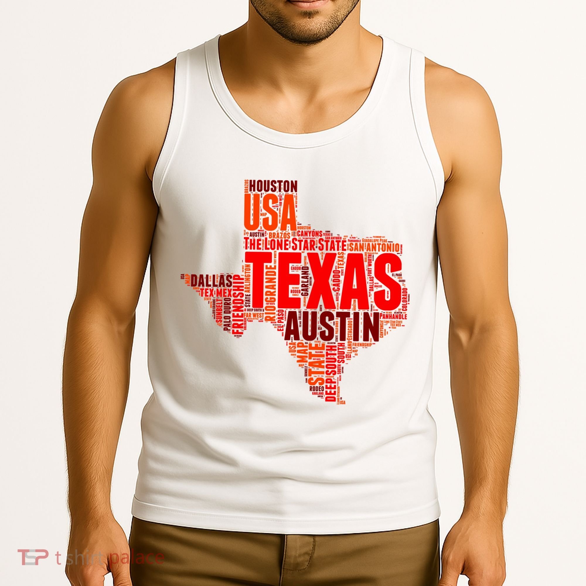 Texas State Word Map Tank Top