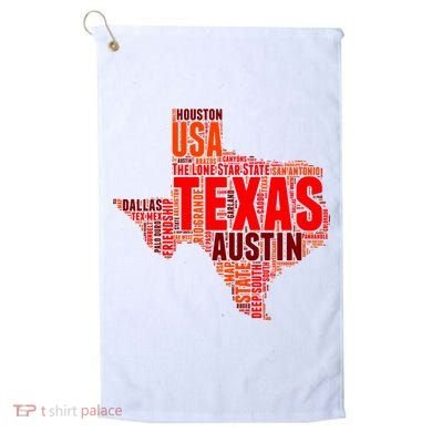 Texas State Word Map Golf Towel