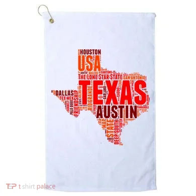 Texas State Word Map Golf Towel