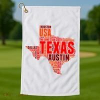 Texas State Word Map Golf Towel thumb 1