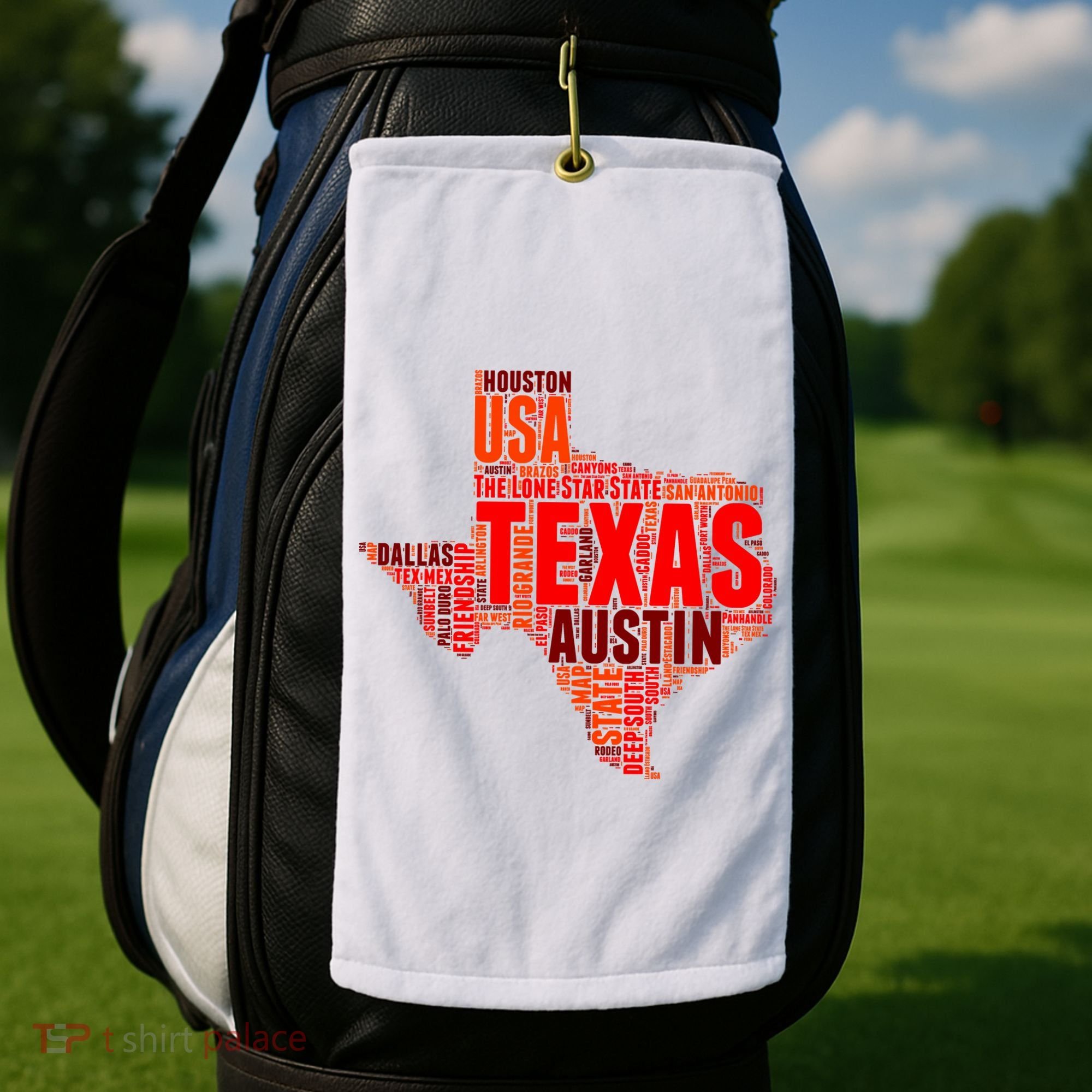 Texas State Word Map Golf Towel
