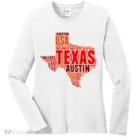 Texas State Word Map Women's Long Sleeve Shirt thumb 0