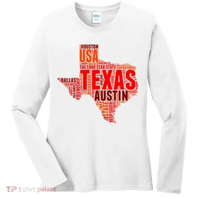 Texas State Word Map Women's Long Sleeve Shirt