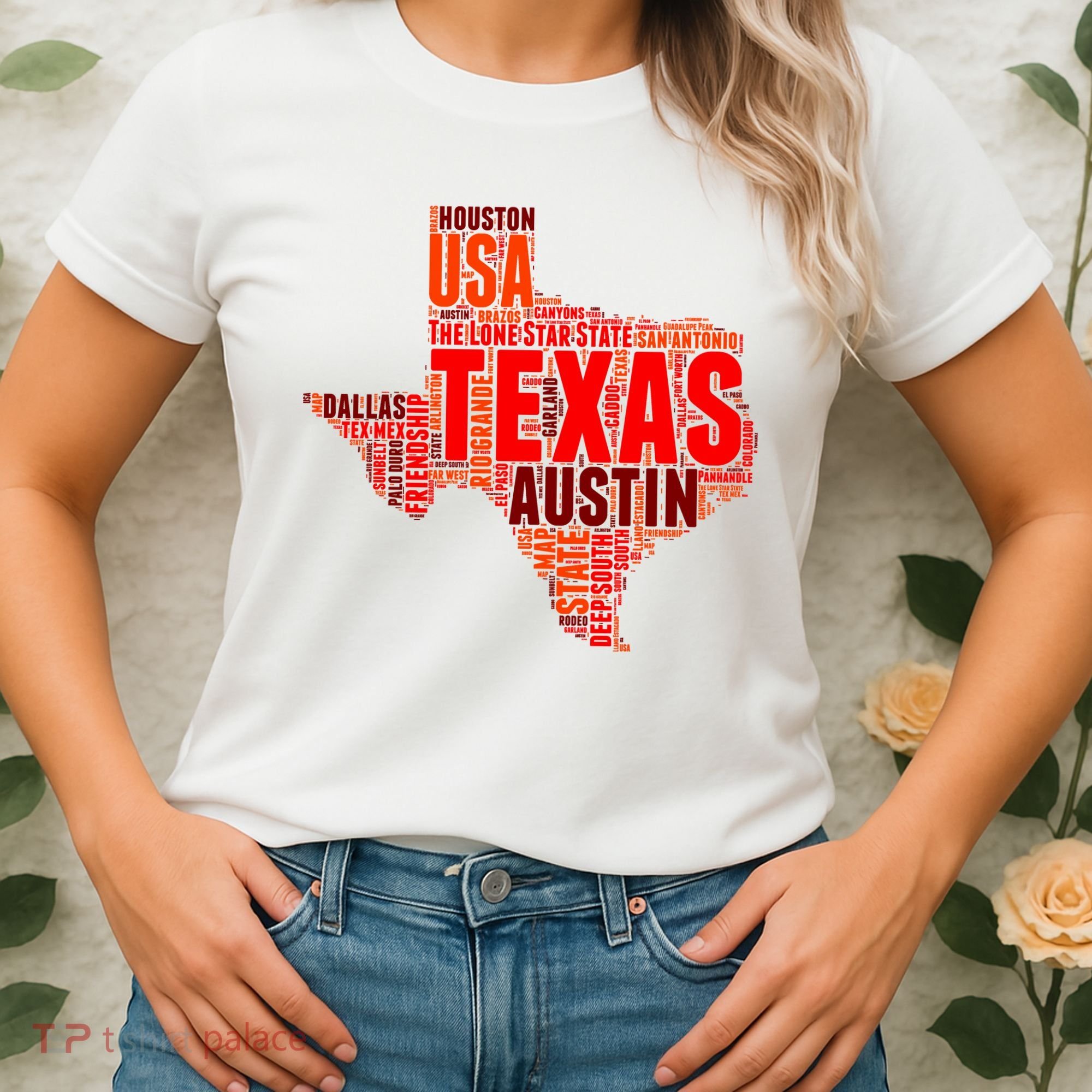 Texas State Word Map Women's T-Shirt