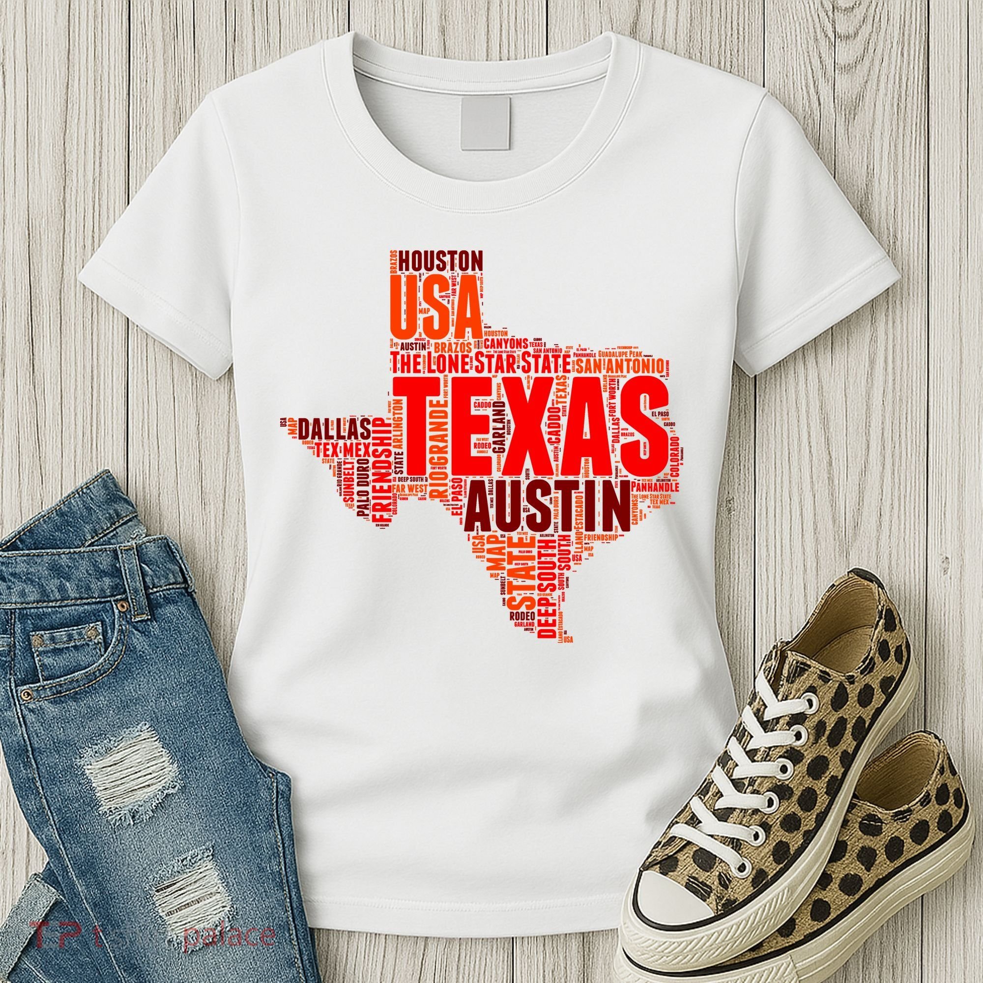 Texas State Word Map Women's T-Shirt