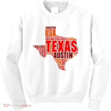 Texas State Word Map Kids Sweatshirt