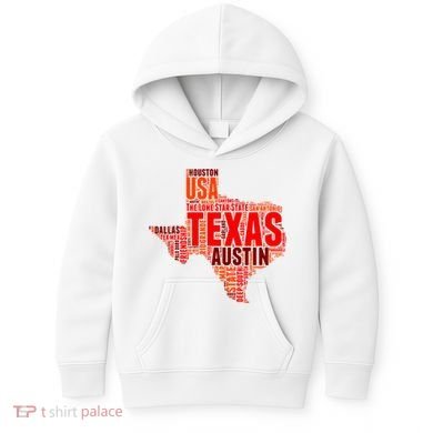 Texas State Word Map Kids Hoodie