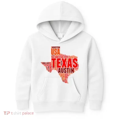 Texas State Word Map Kids Hoodie