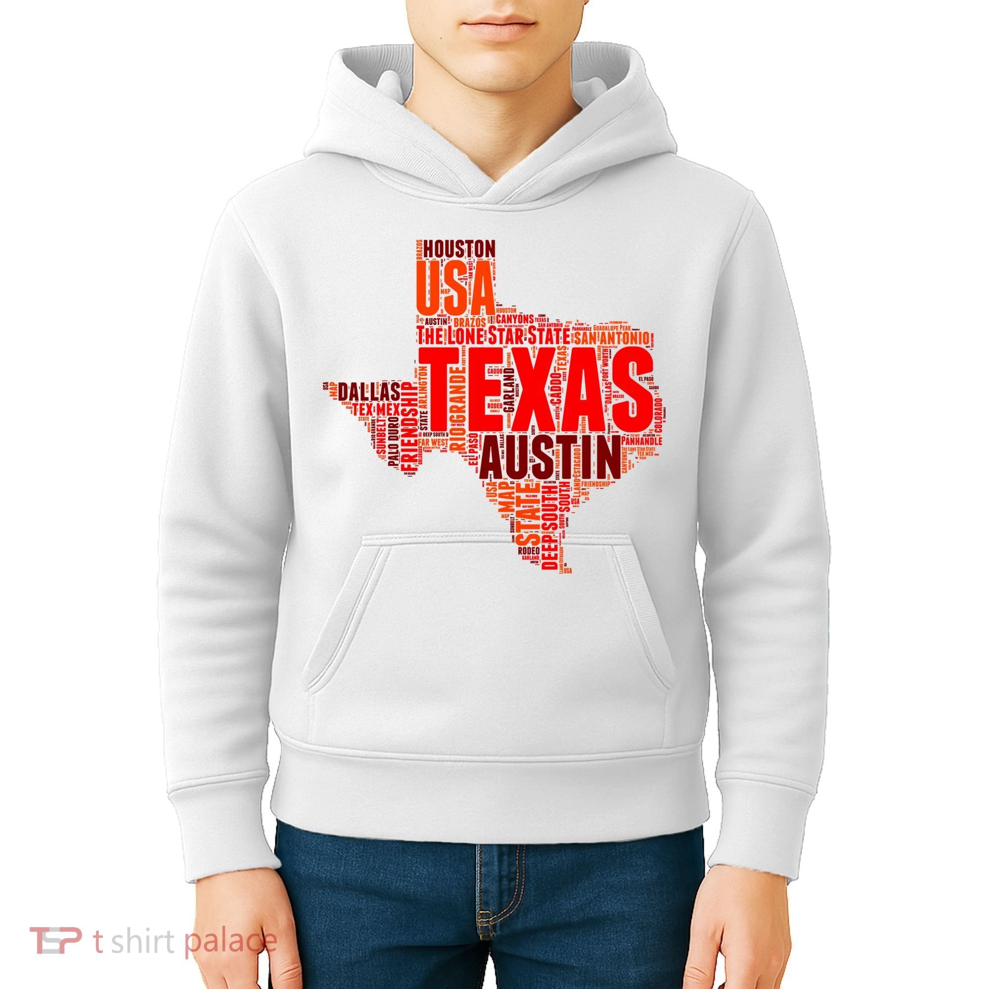 Texas State Word Map Kids Hoodie