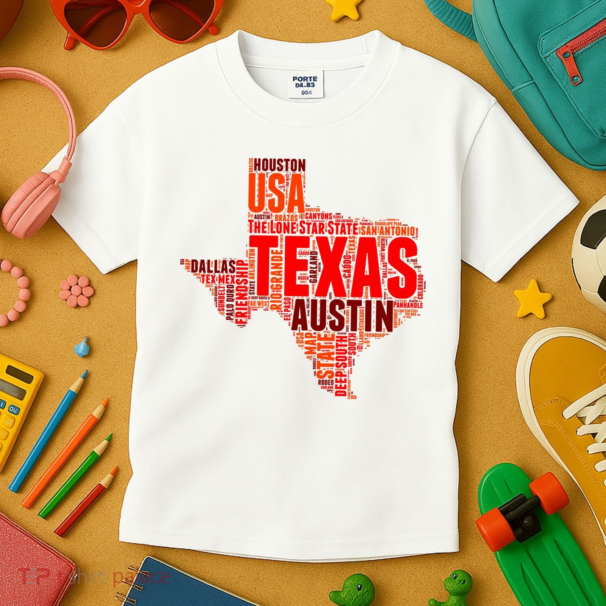 Texas State Word Map Kids T-Shirt