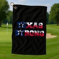 Texas Strong Flag Hurricane Harvey Aid Golf Towel thumb 1